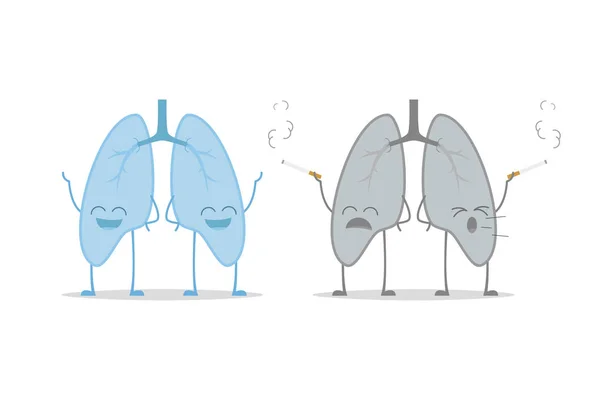 Beyaz Arka Plan Vektör Illüstrasyon Izole Sağlıklı Hasta Akciğer — Stok Vektör