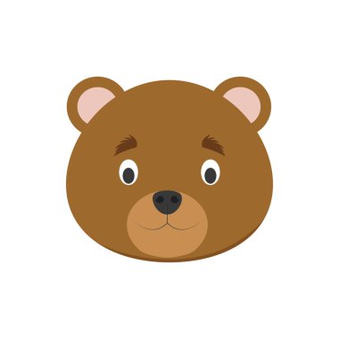 Yüz çocuklar için karikatür tarzı ayı. Hayvan yüzleri vektör çizim serisi