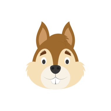 Çocuklar için karikatür tarzı sincap yüzünden. Hayvan yüzleri vektör çizim serisi