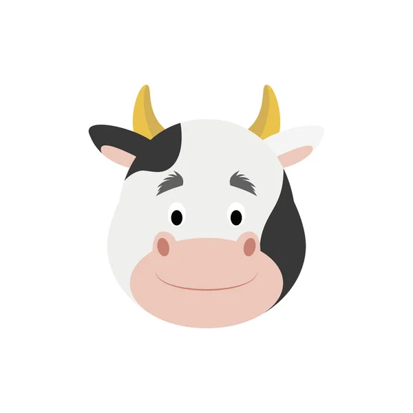 Cow Face Cartoon Style Children Animal Faces Vector Illustration Series — Stock Vector
