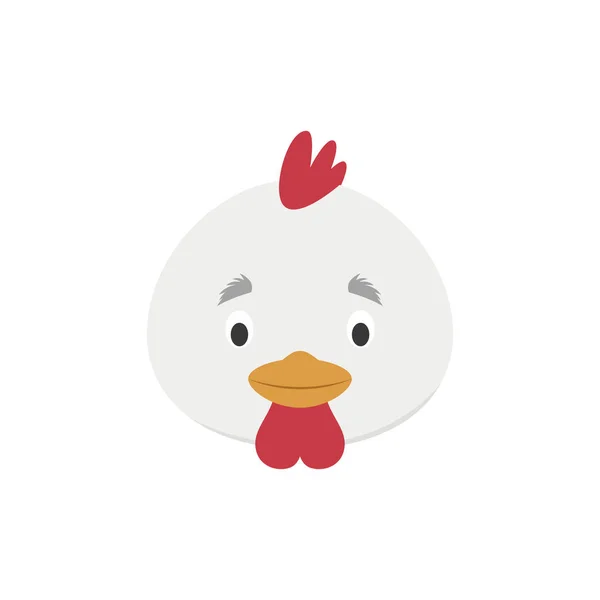 Kyckling Ansikte Tecknad Stil För Barn Djur Ansikten Vektor Illustration — Stock vektor