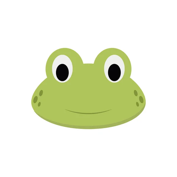 青蛙脸的卡通风格的儿童 动物脸矢量插画系列 — 图库矢量图片