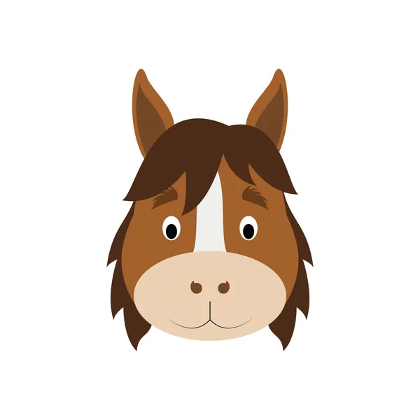 Face Cheval Style Dessin Animé Pour Les Enfants Visages Animaux — Image vectorielle