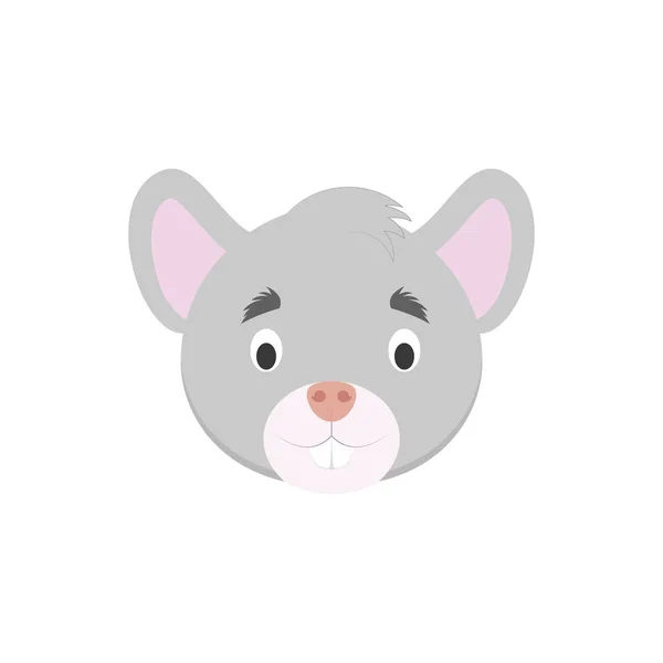 Cara Rato Estilo Dos Desenhos Animados Para Crianças Animal Faces —  Vetores de Stock