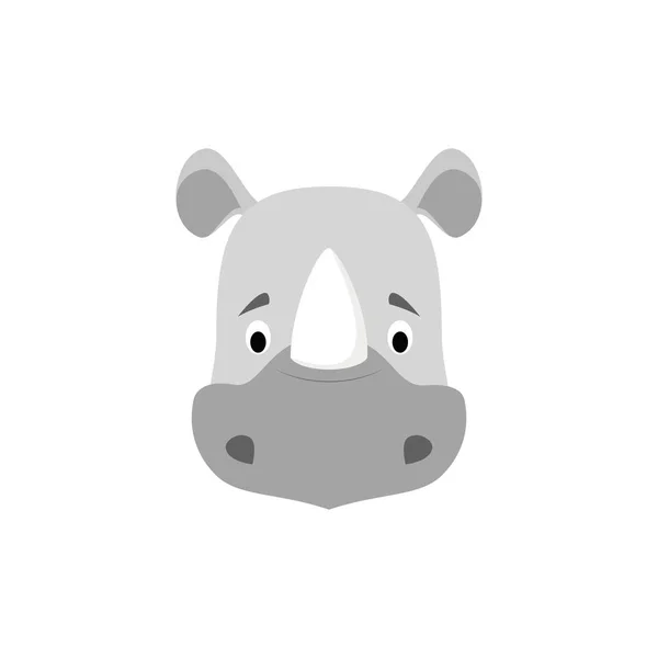 Cara Rinoceronte Estilo Dibujos Animados Para Niños Animal Faces Vector — Archivo Imágenes Vectoriales