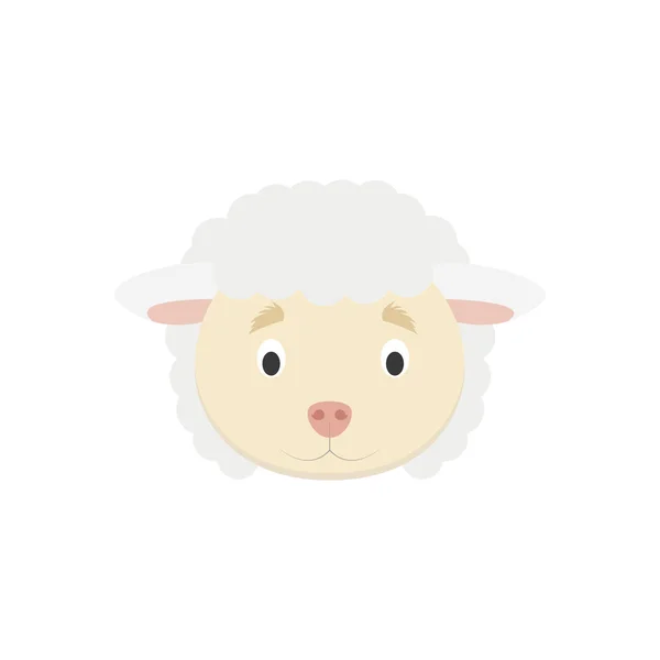 Face Mouton Dans Style Dessin Animé Pour Les Enfants Visages — Image vectorielle