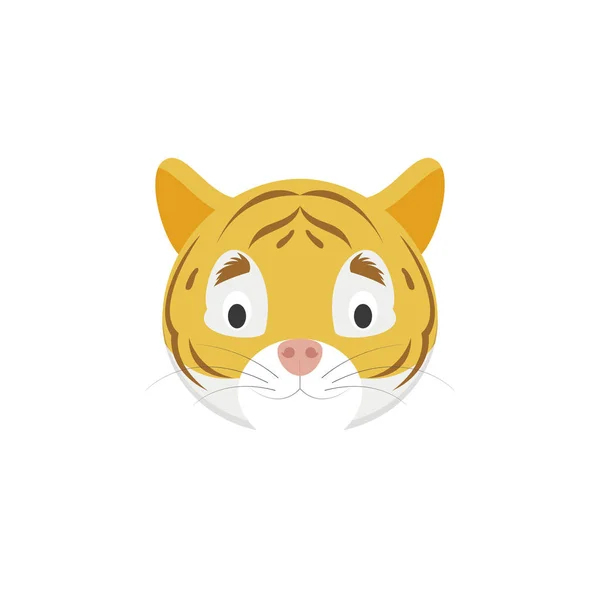 Cara Tigre Estilo Dibujos Animados Para Niños Animal Faces Vector — Vector de stock