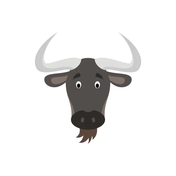 Wildebeest Visage Style Dessin Animé Pour Les Enfants Visages Animaux — Image vectorielle