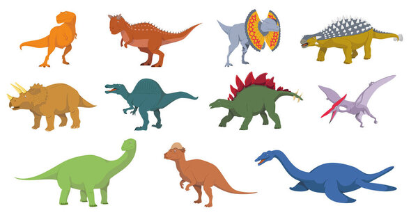 Dinosaurs vector illustration set in white background