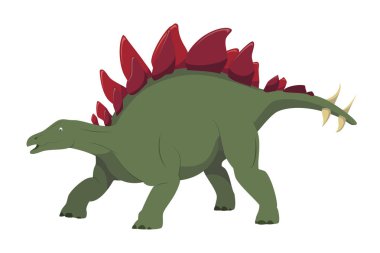Stegosaurus vektör illüstrasyon izole beyaz arka planda. Dinozorlar toplama.