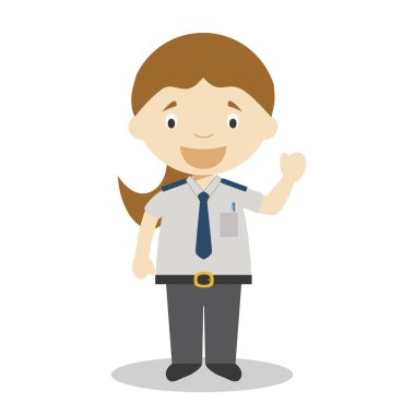 Sevimli çizgi vektör çizim bir otobüs şoförü. Kadınlar meslekler serisi