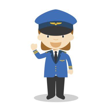 Sevimli çizgi vektör çizim bir pilot. Kadınlar meslekler serisi