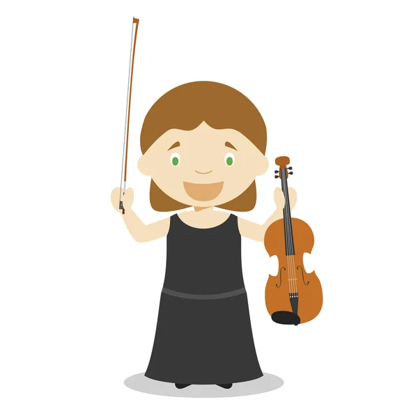 Cute Cartoon Vector Illustration Classic Musician Women Professions Series — Stock Vector