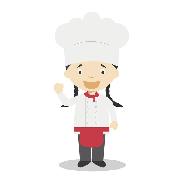 Lindo Vector Dibujos Animados Ilustración Chef Mujer Professions Series — Vector de stock