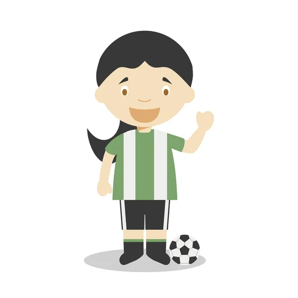 Lindo Vector Dibujos Animados Ilustración Jugador Fútbol Mujer Professions Series — Vector de stock