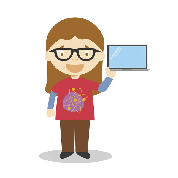 Cute cartoon vector illustration of a programmer. Women Professions Series