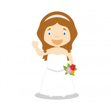 Karikatür tarzı Vektör İllüstrasyon bir gelinlik giyen Kafkas gelin