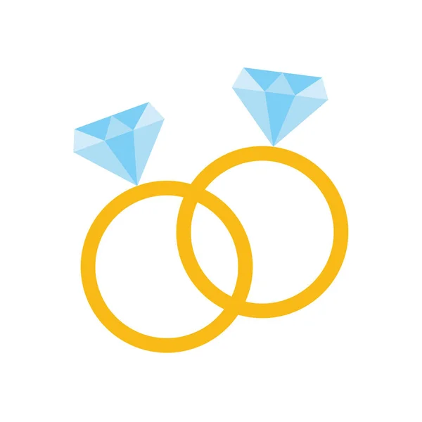 Paar Ringe mit Diamanten. Hochzeit Ikone Konzept Vektor Illustration — Stockvektor