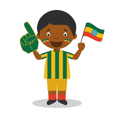 Bayrak ve eldiven Vektör İllüstrasyon ile Ethipia milli spor takımı fan