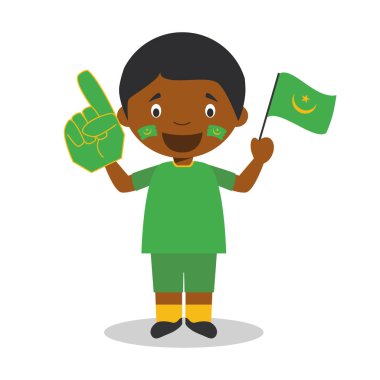 Bayrak ve eldiven Vektör İllüstrasyon ile Moritanya Milli Spor Takımı fan