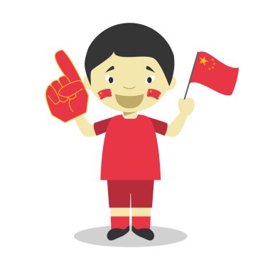 Bayrak ve eldiven Vektör İllüstrasyon ile Çin'den Milli spor takımı fan