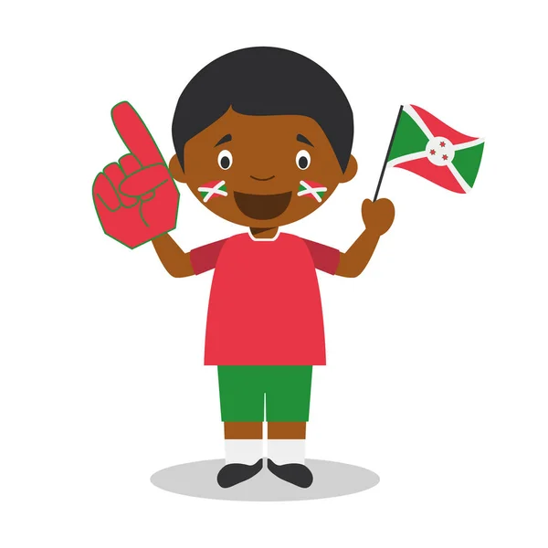 National sport team fan from Burundi with flag and glove Vector Illustration