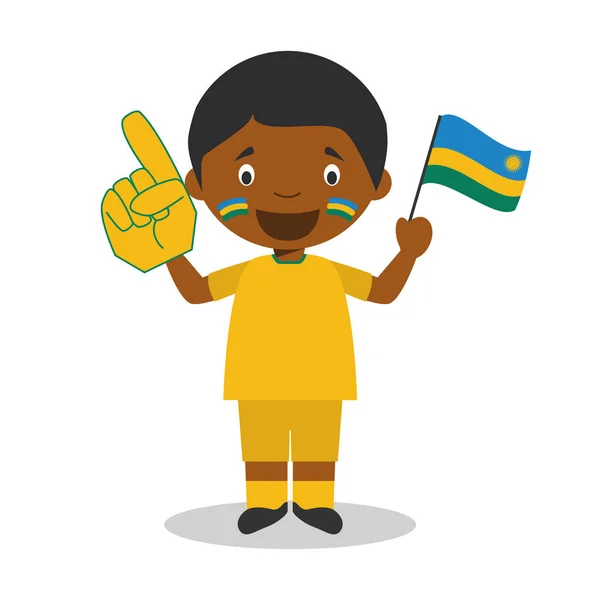 Національна Спортивна Команда Вентилятора Руанди Прапором Рукавичкою Векторна Ілюстрація — стоковий вектор