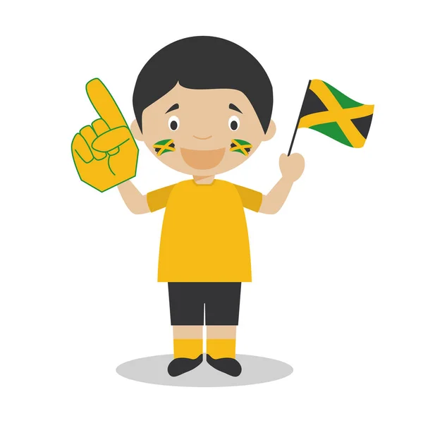 National sport team fan from Jamaica with flag and glove Vector Illustration