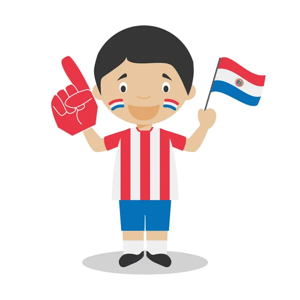 Nemzeti Sport Csapat Rajongó Ból Paraguay Zászlóval Kesztyű Vector Illusztráció — Stock Vector