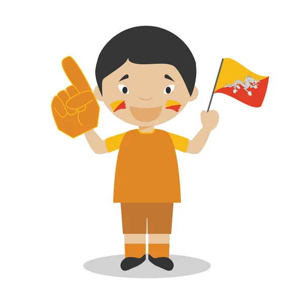 Національна Спортивна Команда Вентилятора Бутану Прапором Рукавичкою Векторна Ілюстрація — стоковий вектор