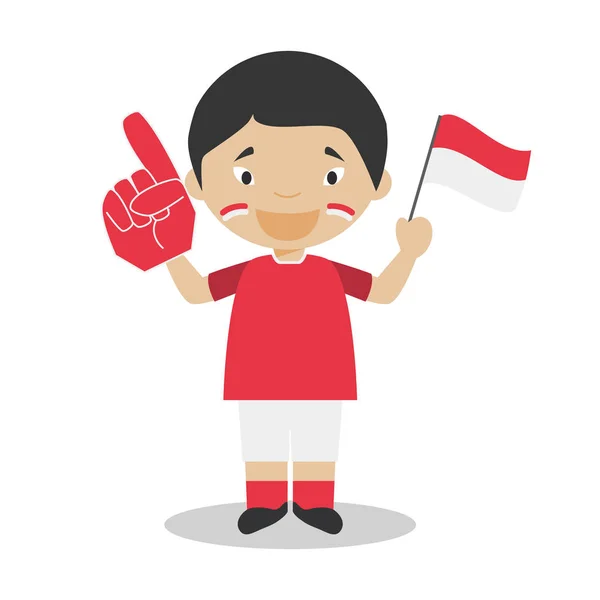 Національна Спортивна Команда Вентилятора Індонезії Прапором Рукавичкою Векторна Ілюстрація — стоковий вектор