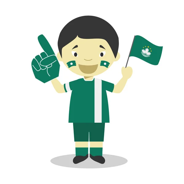 National sport team fan from Macao with flag and glove Vector Illustration