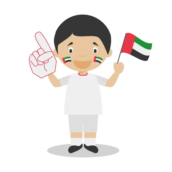 National sport team fan from United Arab Emirates with flag and glove Vector Illustration