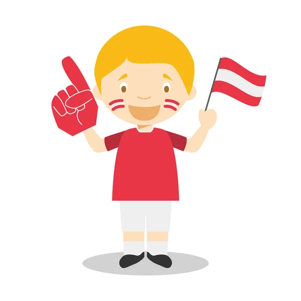 国旗とグローブベクトルイラストでオーストリアからのナショナルスポーツチームファン — ストックベクタ