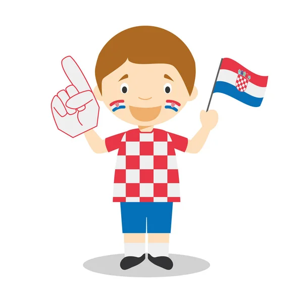 Eventail Équipe Nationale Sport Croatie Avec Drapeau Gant Illustration Vectorielle — Image vectorielle