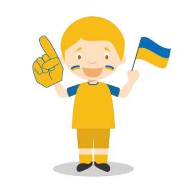 Bayrak ve eldiven Vektör İllüstrasyon ile Ukrayna Milli spor takımı fan