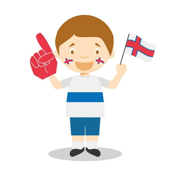 Narodowy Fan Drużyny Sportowej Wysp Owczych Flagą Rękawicą Ilustracja Wektorowa — Wektor stockowy