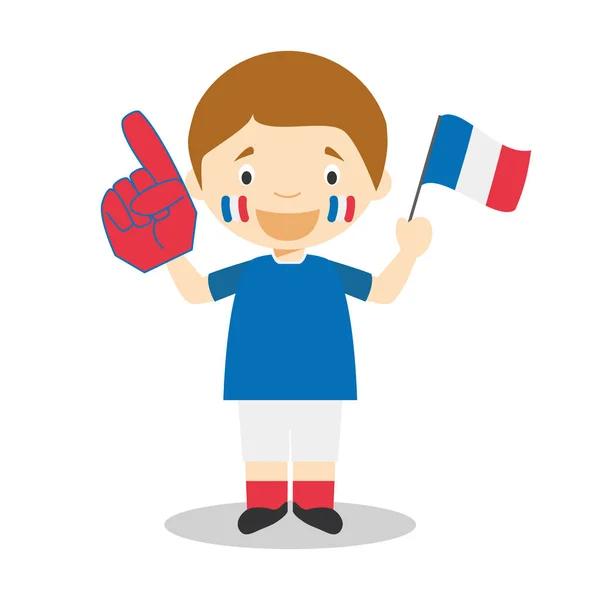 Fan Équipe Nationale Sport France Avec Drapeau Gant Illustration Vectorielle — Image vectorielle