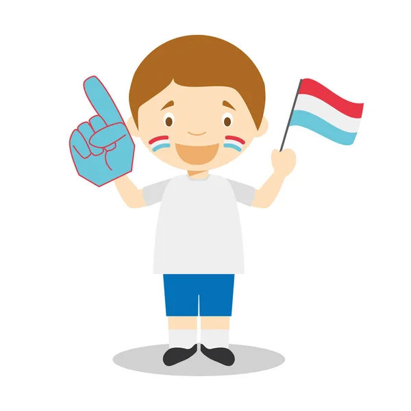 Eventail Équipe Nationale Sport Luxembourgeoise Avec Drapeau Gant Illustration Vectorielle — Image vectorielle