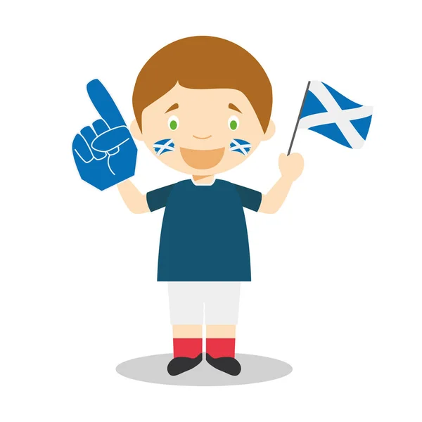 Fanoušek Národního Sportovního Týmu Skotska Vlajkou Rukavicí Vector Ilustrace — Stockový vektor