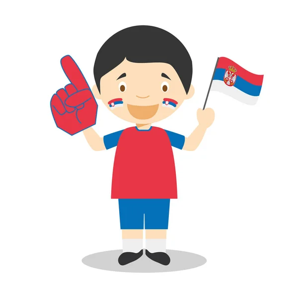 National sport team fan from Serbia with flag and glove Vector Illustration