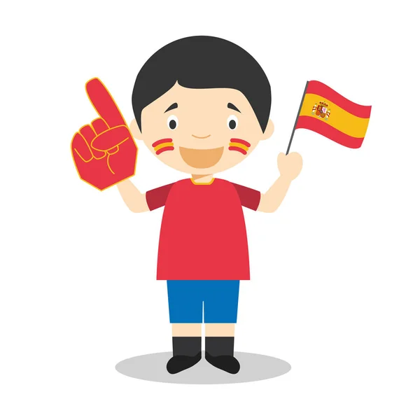 国家运动队球迷从西班牙与国旗和手套矢量插图 — 图库矢量图片