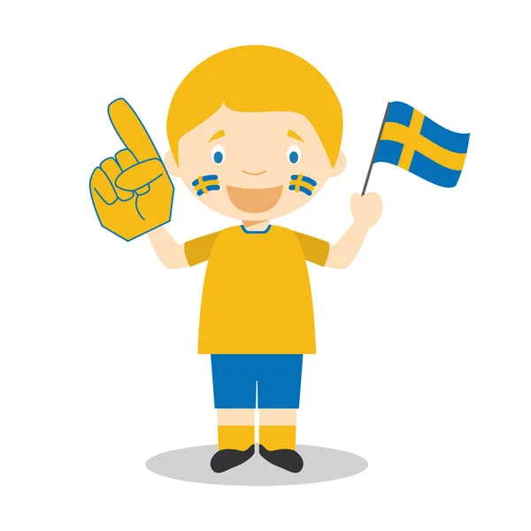 Narodowy Fan Drużyny Sportowej Szwecji Flagą Rękawicą Ilustracja Wektorowa — Wektor stockowy