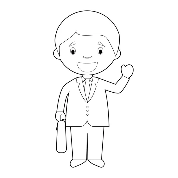 Illustration vectorielle de dessin animé de coloriage facile d'un homme d'affaires . — Image vectorielle