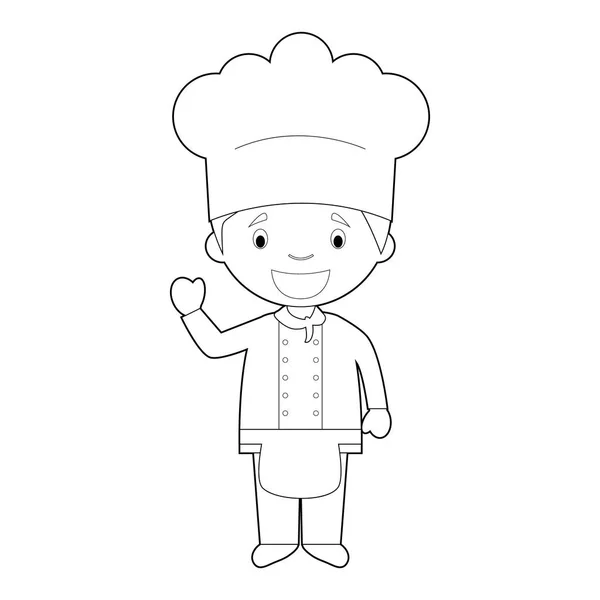 厨师容易着色的卡通矢量插图. — 图库矢量图片