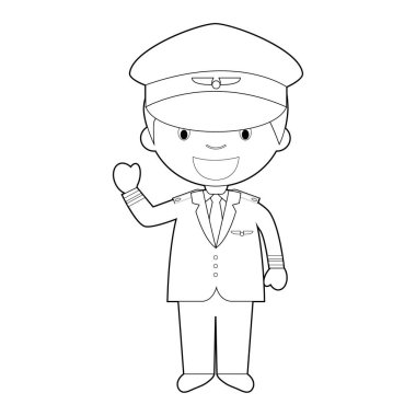Bir pilot kolay boyama karikatür vektör illüstrasyon.