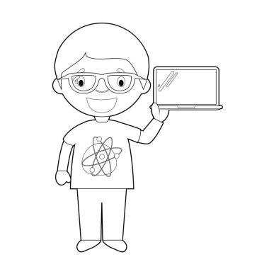 Bir programcı kolay boyama karikatür vektör illüstrasyon.