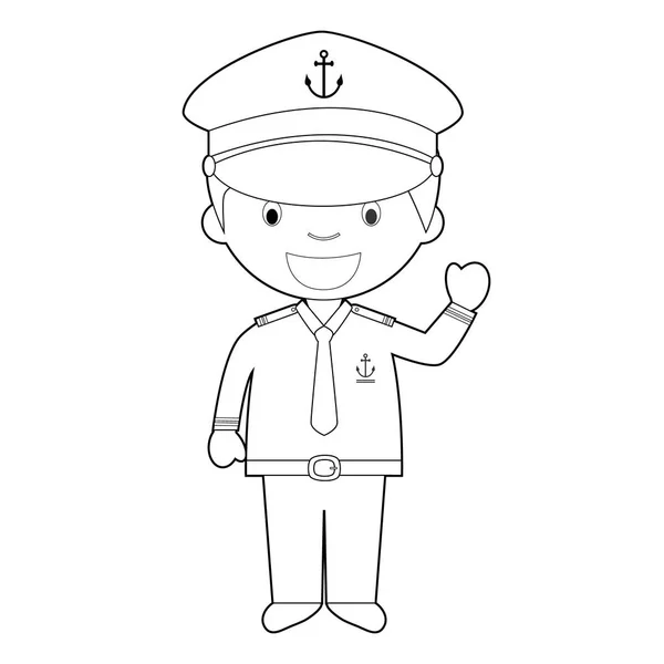 Fácil para colorear ilustración vectorial de dibujos animados de un marinero . — Vector de stock