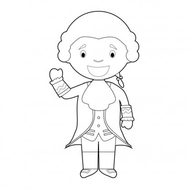 Easy coloring Wolfgang Amadeus Mozart cartoon character. Vector Illustration. clipart