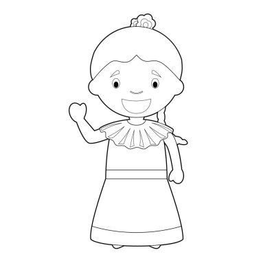 Easy coloring cartoon character from Venezuela dressed in the traditional way Vector Illustration. clipart